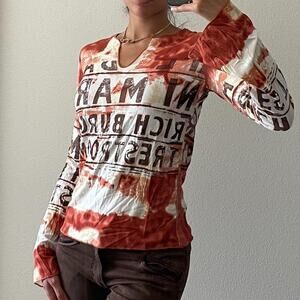 Rusty Orange Vintage Long Sleeve Blouse